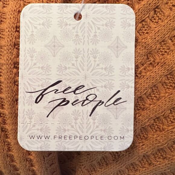 Free People Juicy Long Sleeve Cowl Neck Waffle Knit Split Back Top Mustard Sweat - Picture 5 of 16
